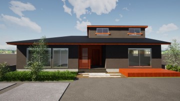 深い軒と勾配屋根が演出する「和モダン」がテーマの完全分離型二世帯住宅